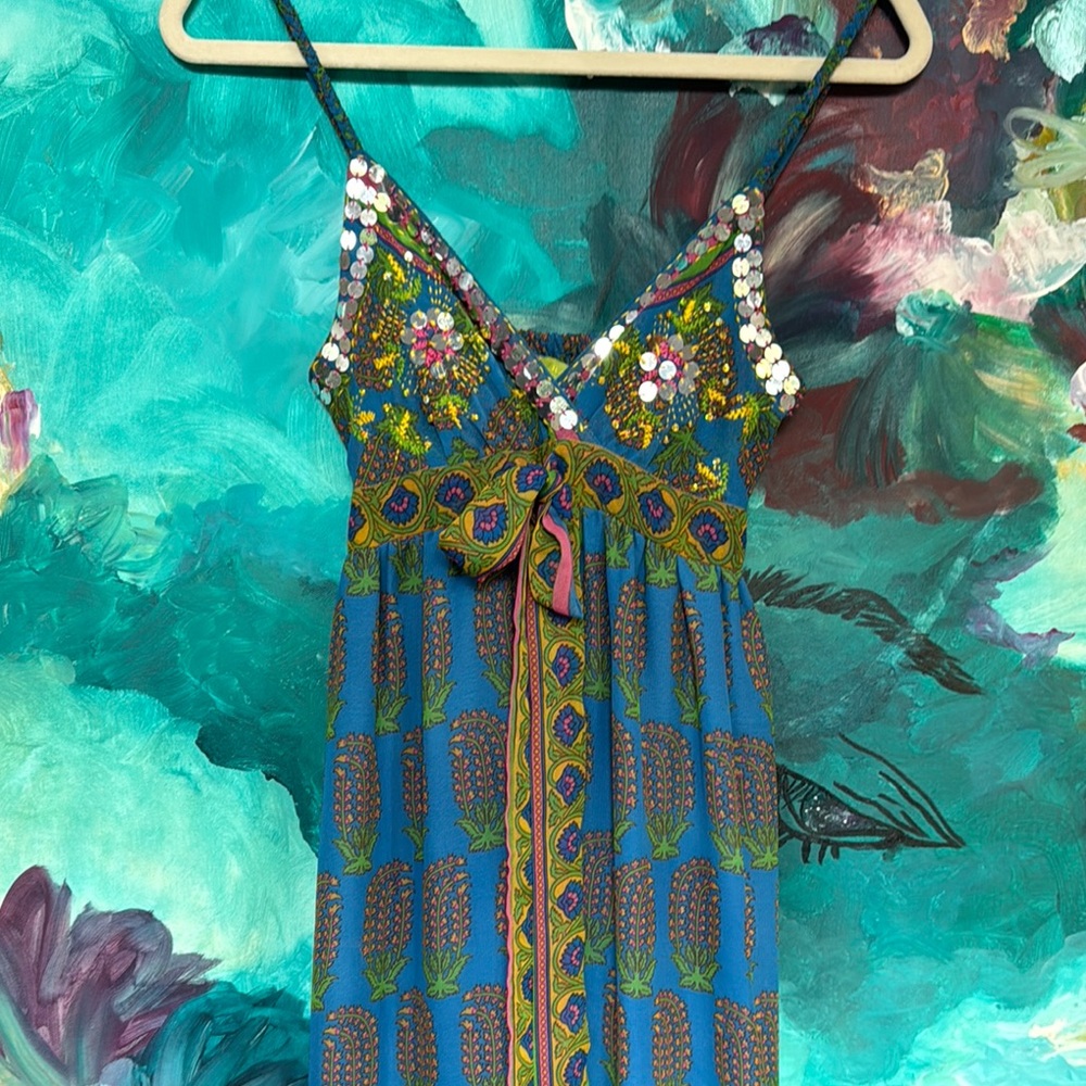 Colorful Bohemian Dress with Floral Accents